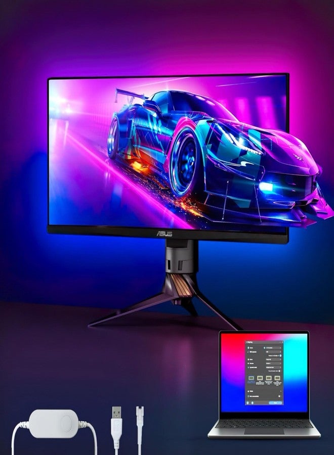 MITSUKO Phantom G1 Monitor Gaming Light RGBIC LED Backlight for Upto 40 Inch PC, Smart Ambiance Gradient Lightstrip for Monitors with Color Matching, Curved Monitors Compatible (32-40 Inch) - Image 1